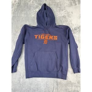 Detroit Tigers Navy Blue Hoodie Sweatshirt Mens Large Excellent Condition